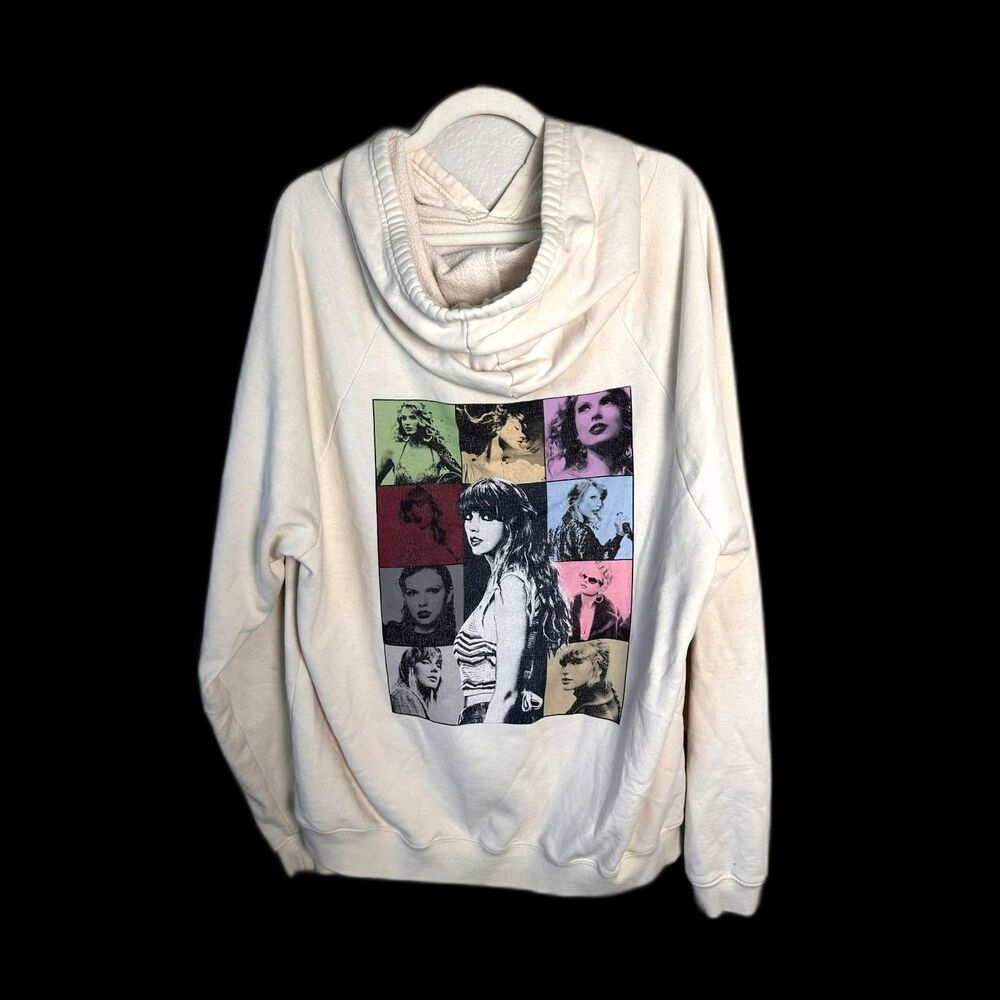 Official Taylor Swift The Eras Tour Merch Beige Hoodie XL Cream Graphic Hoodie - Picture 2 of 8